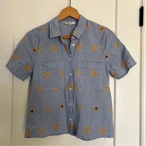 NWOT Star Embroidered Striped Shirt